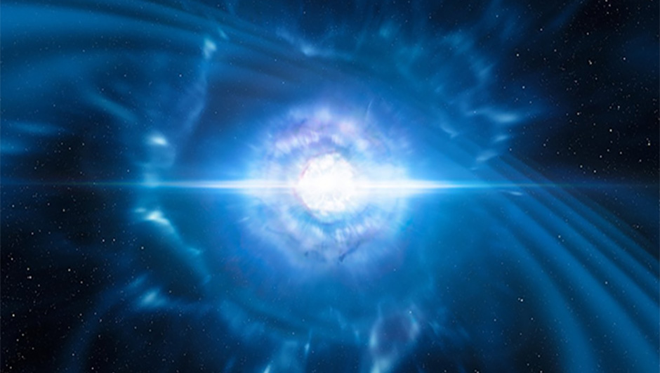 An artist’s impression of two neutron stars merging and exploding as a kilonova. These rare events are expected to produce both gravitational waves and a short gamma-ray burst. Credit: ESO/L. Calçada/M. Kornmesse