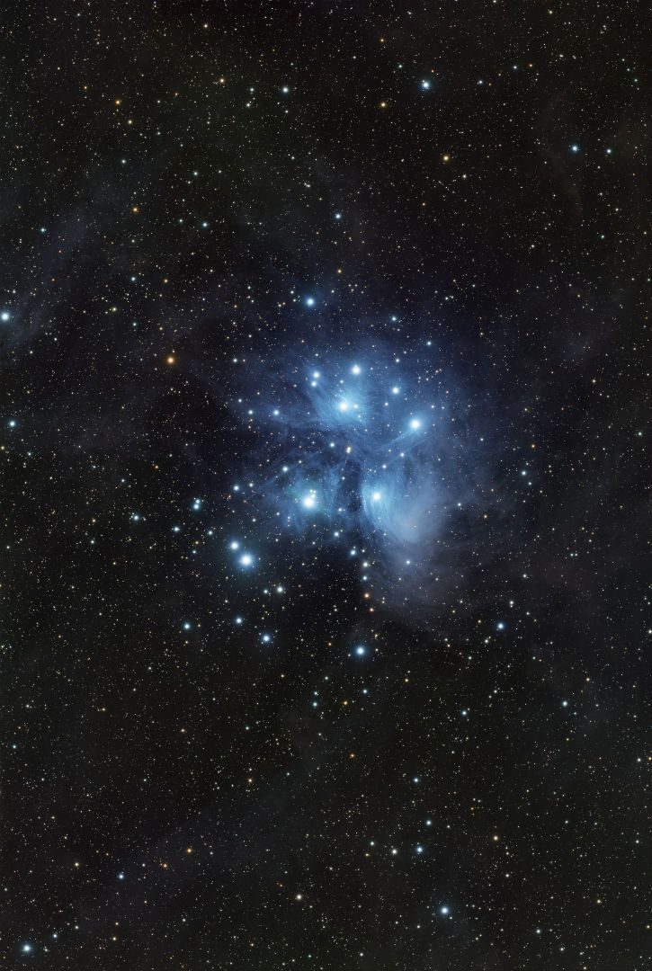 The Pleiades, M45 Carl Parnell, Dawlish, Devon, 19, 20 and 25 November 2025 Equipment: ZWO ASI294MM Pro camera William Optics RedCat 51 refractor, ZWO AM5 mount