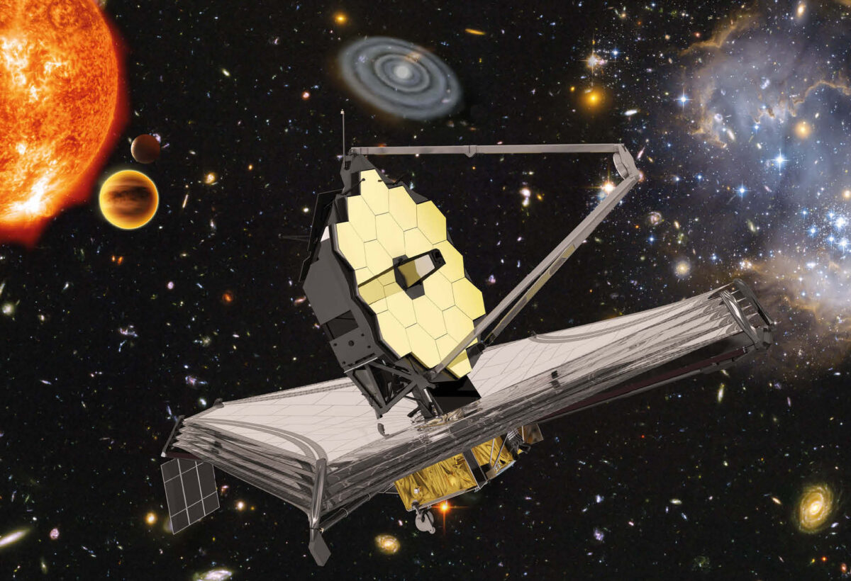 Artist's impression of the James Webb Space Telescope. Credit: ESA, NASA, S. Beckwith (STScI) and the HUDF Team, Northrop Grumman Aerospace Systems / STScI / ATG medialab