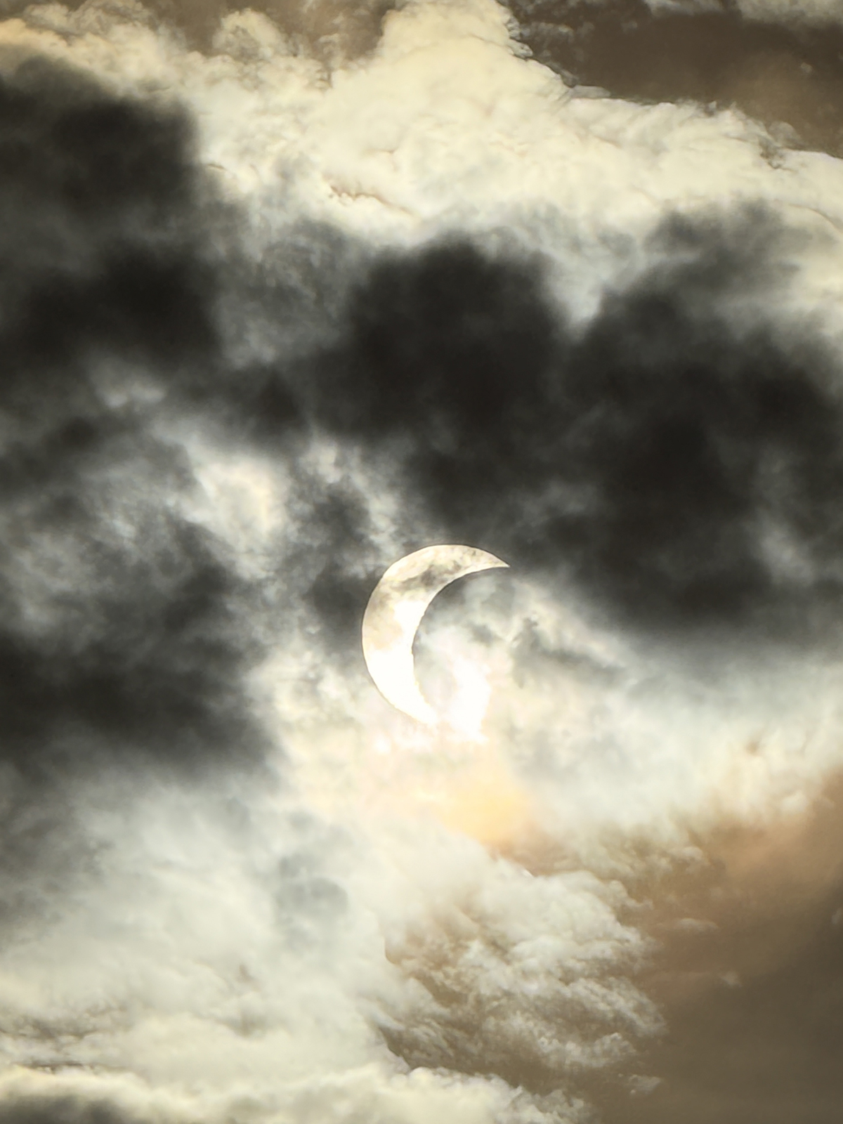A cloudy eclipse shot captured by Rosalind Hendry at Merryoaks Community Centre, Durham, UK, 12 August 2026, 18:51 local time. Equipment: iPhone @rosalind.selina #eclipse #eclipse2026 #solareclipse #solareclipse2026 #totaleclipse #totaleclipse2026