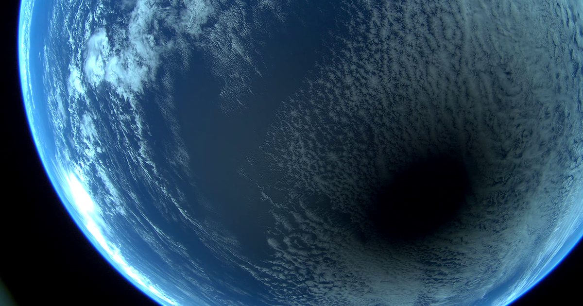 A view of the April 8 solar eclipse from space, captured in 4K by a Sen satellite in low Earth orbit. Credit: Sen