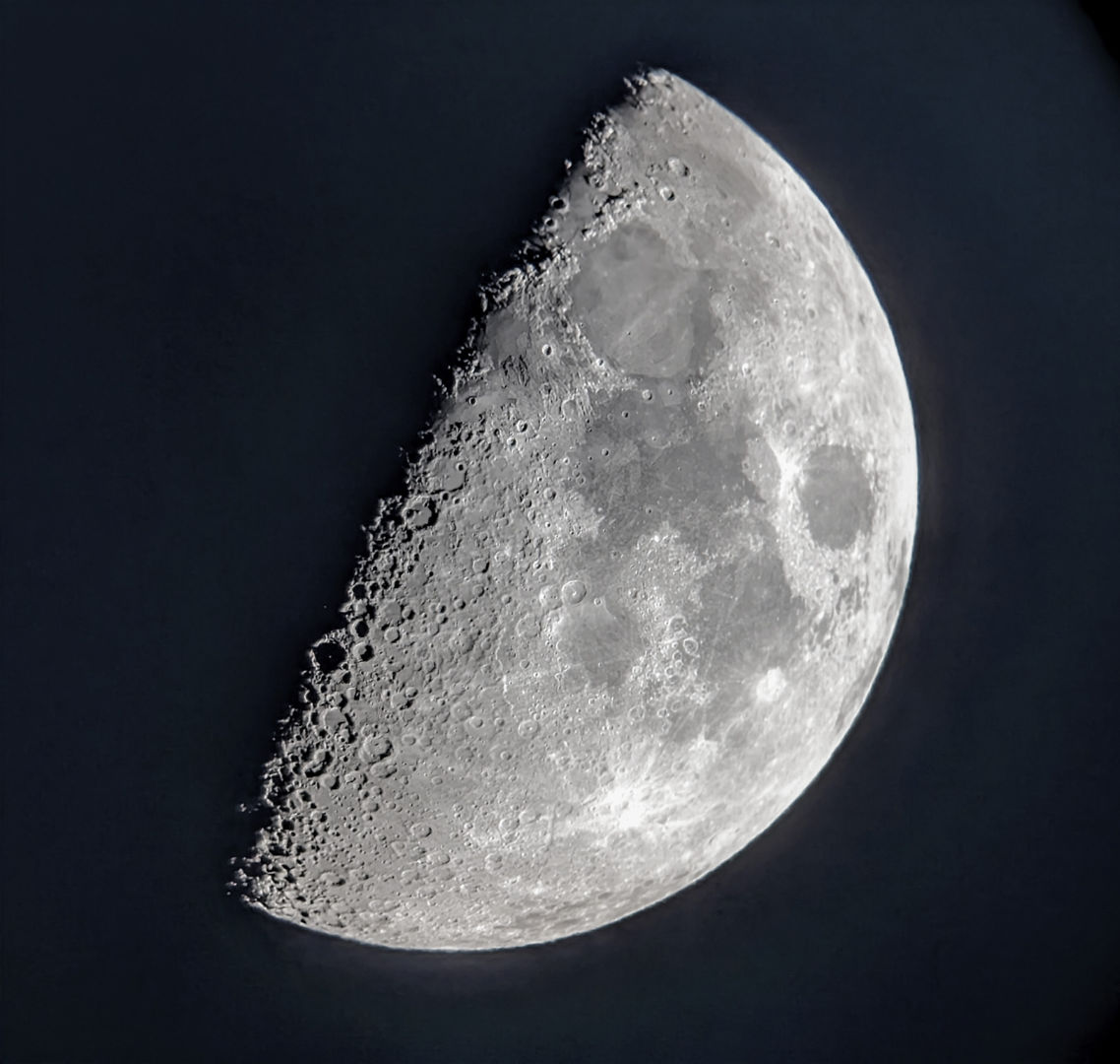 The Moon Sonia Turkington, North Reddish, Cheshire, 17 March 2024 Equipment: Google Pixel 7 Pro smartphone, Sky-Watcher Classic 250P Dobsonian with integrated mount