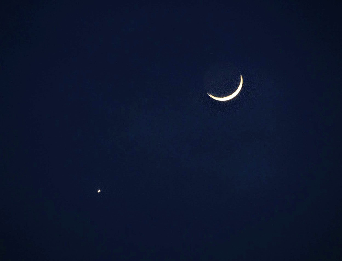 Susan Tyler captured this image of Venus and the crescent Moon from Copperopolis, California, USA, 18 May 2026, with a Google smartphone.