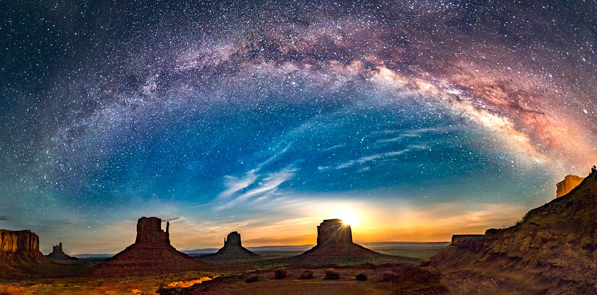Milky Way over Monument Valley, Arizona, Utah, USA, a region considered sacred by the Navajo people. Credit: Clicked by Avik Chakraborty / Getty Images