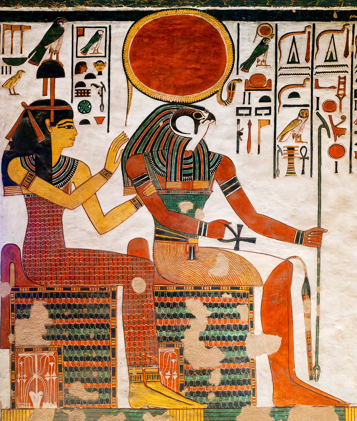 Detail from paintings of Egyptian god of the Sun Ra. The Ancient Egyptians worshipped the Sun –&nbsp;so why do they have no known records of solar eclipses? Credit: Delpixart / Getty Images