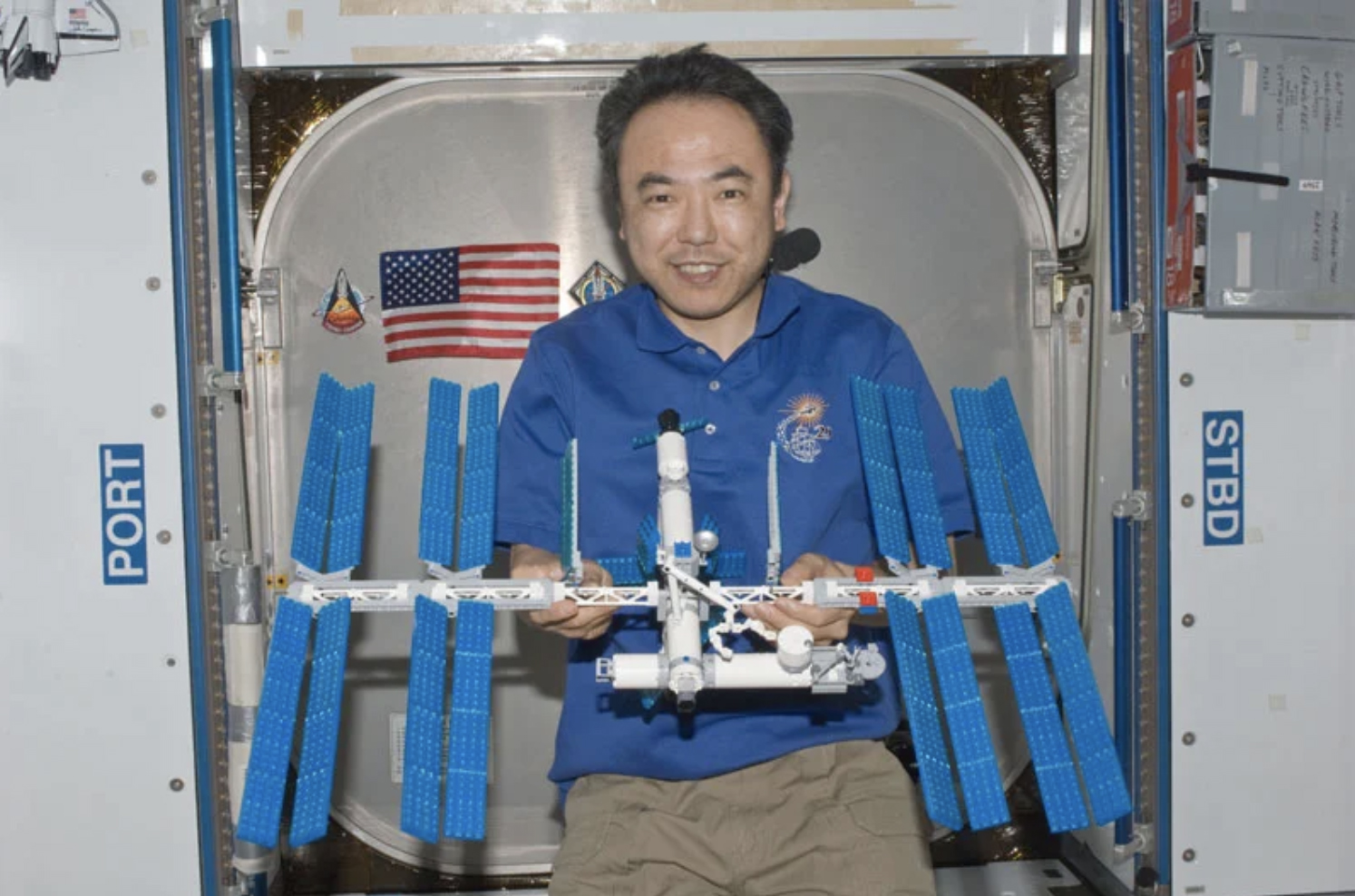 Japanese astronaut Satoshi Furukawa's LEGO model of the ISS, built on board the ISS. Credit: NASA