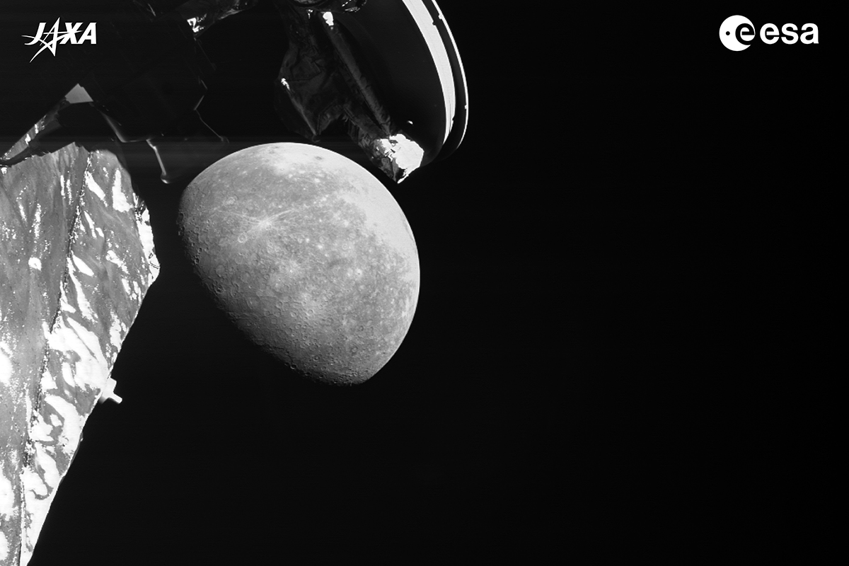 A view of Mercury during Bepi Colombo's flyby on 19 June 2023, 20:29 UTC. Credit: ESA/BepiColombo/MTM, CC BY-SA 3.0 IGO