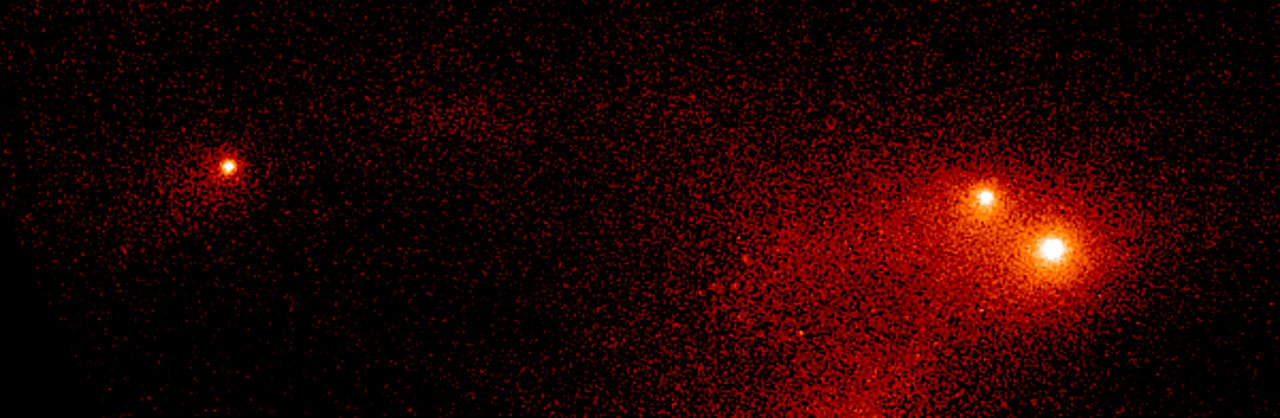 A Hubble Space Telescope image showing the 'gang of four' region of Comet P/Shoemaker-Levy 9, about 12 months before it collided with Jupiter. Credit: NASA & ESA