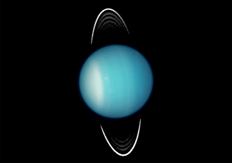 An image of Uranus captured by the Hubble Space Telescope in 2003. Credit: NASA, ESA, and M. Showalter (SETI Institute)