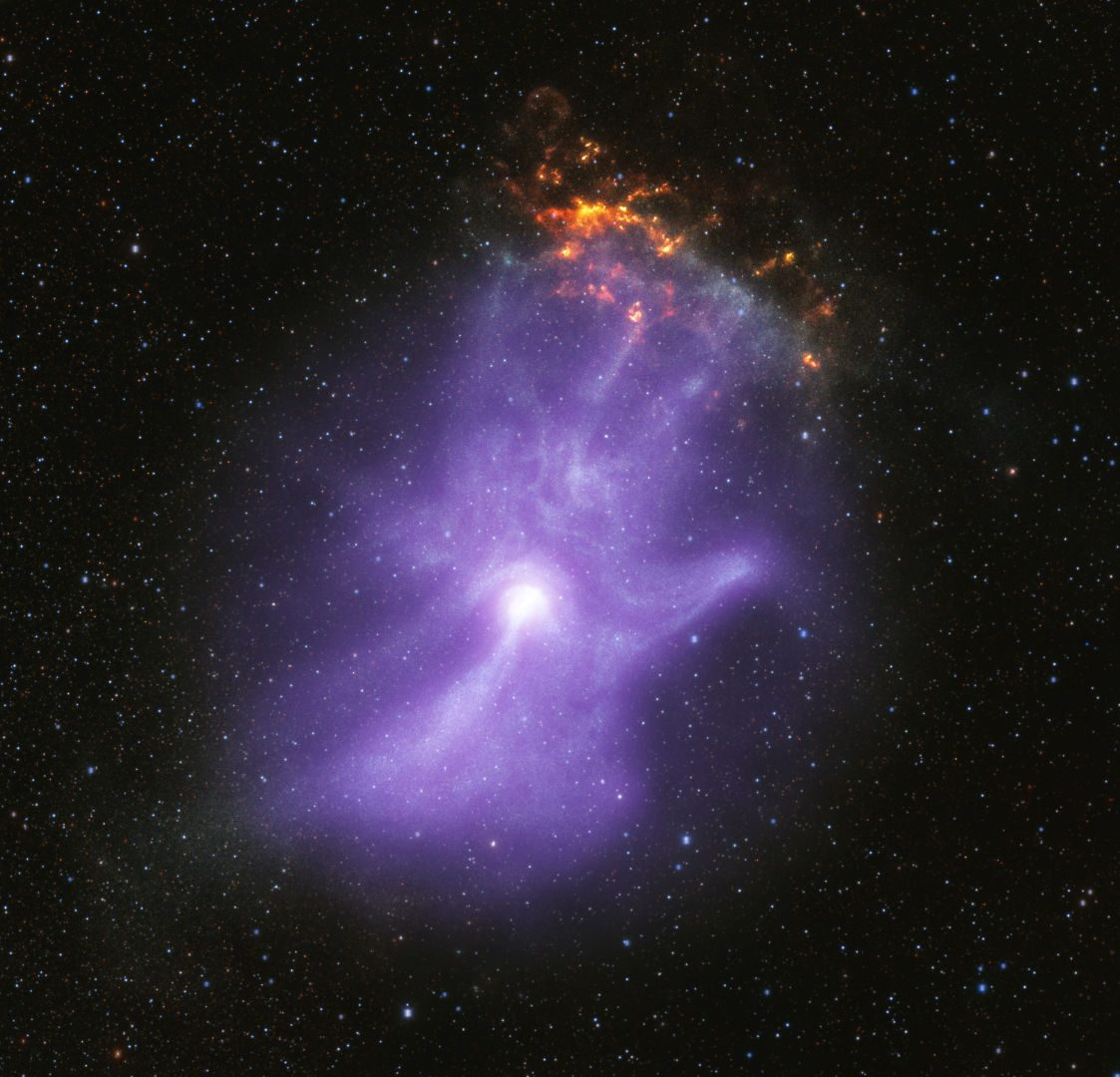 MSH 15-52 Chandra X-Ray Observatory and Imaging X-Ray Polarimetry Explorer, 30 October 2023 Credit: X-ray: NASA/CXC/Stanford Univ./R. Romani et al. (Chandra); NASA/MSFC (IXPE); Infared: NASA/JPL-Caltech/DECaPS; Image Processing: NASA/CXC/SAO/J. Schmidt