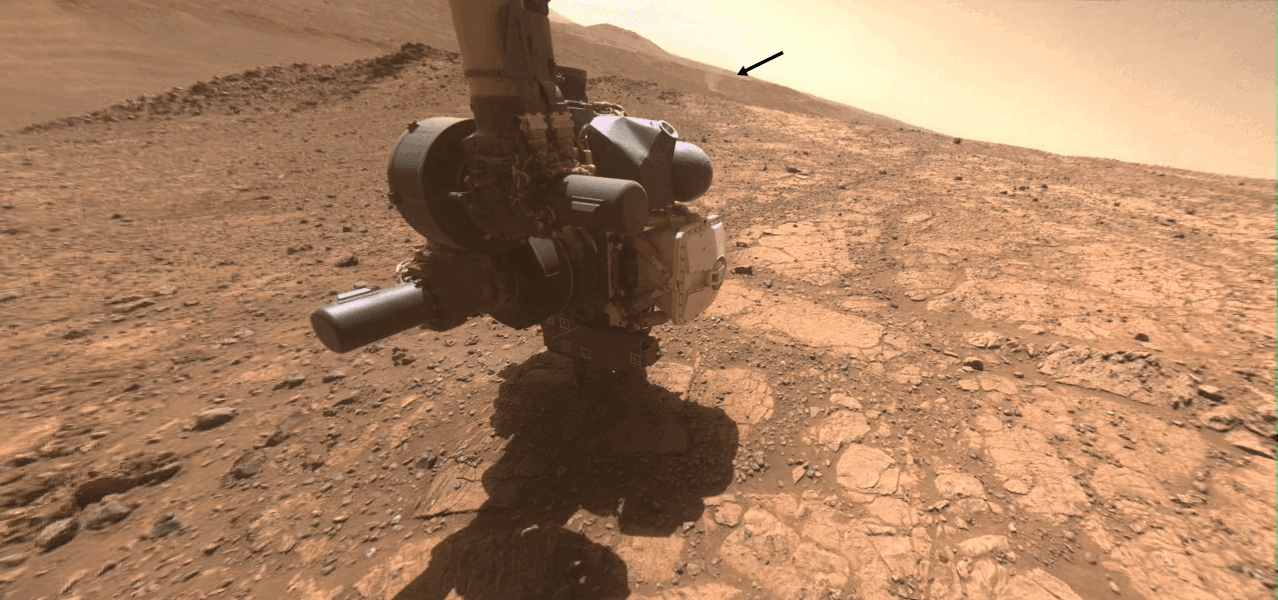 Dust devil on Mars captured by the NASA Perseverance rover, 29 April 2025. Credit: NASA/JPL-Caltech