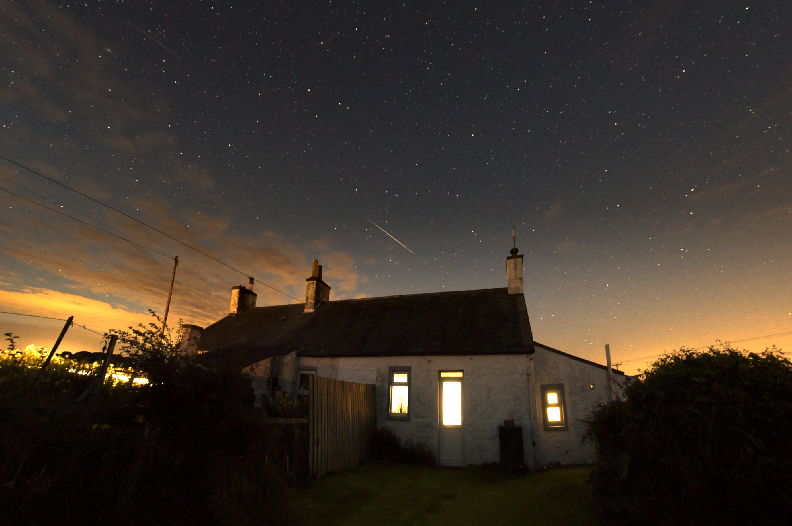 A Perseid Meteor by John Short, Dumfries, UK. Equipment: Sony A7s, Samyang 12mm fisheye