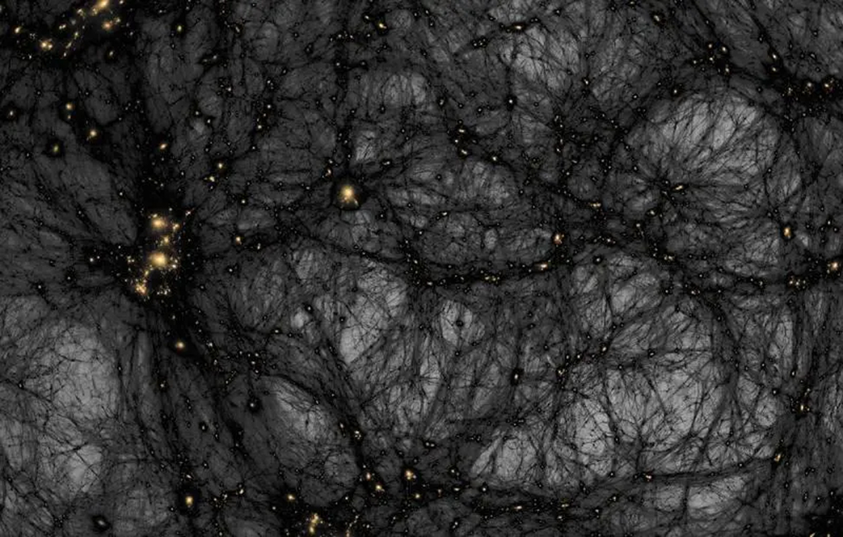 A simulation of the formation of dark matter structures from the early universe until today.
Credit: Ralf Kaehler/SLAC National Accelerator Laboratory, American Museum of Natural History