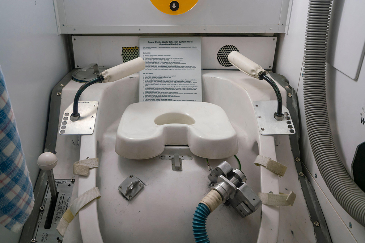 The Space Shuttle’s Waste Collection System brought considerable improvements over earlier systems. Credit: NASA