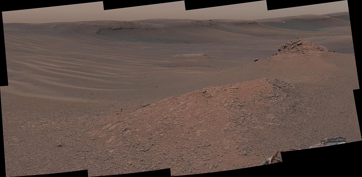 View of the region on Mount Sharp where the Mary Anning 3 sample was found. Image captured by Curiosity on 3 February 20219. NASA/JPL-Caltech/MSSS
