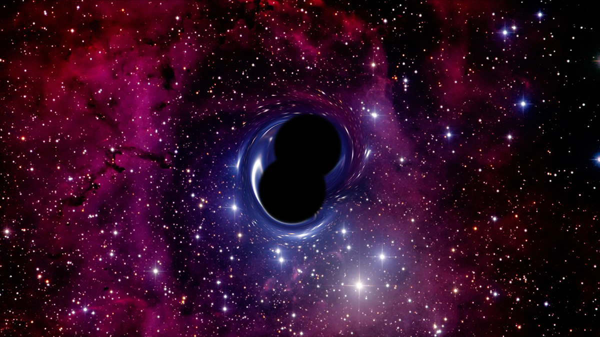 Artist's impression of two black holes colliding. Credit: Brightstars / Getty Images