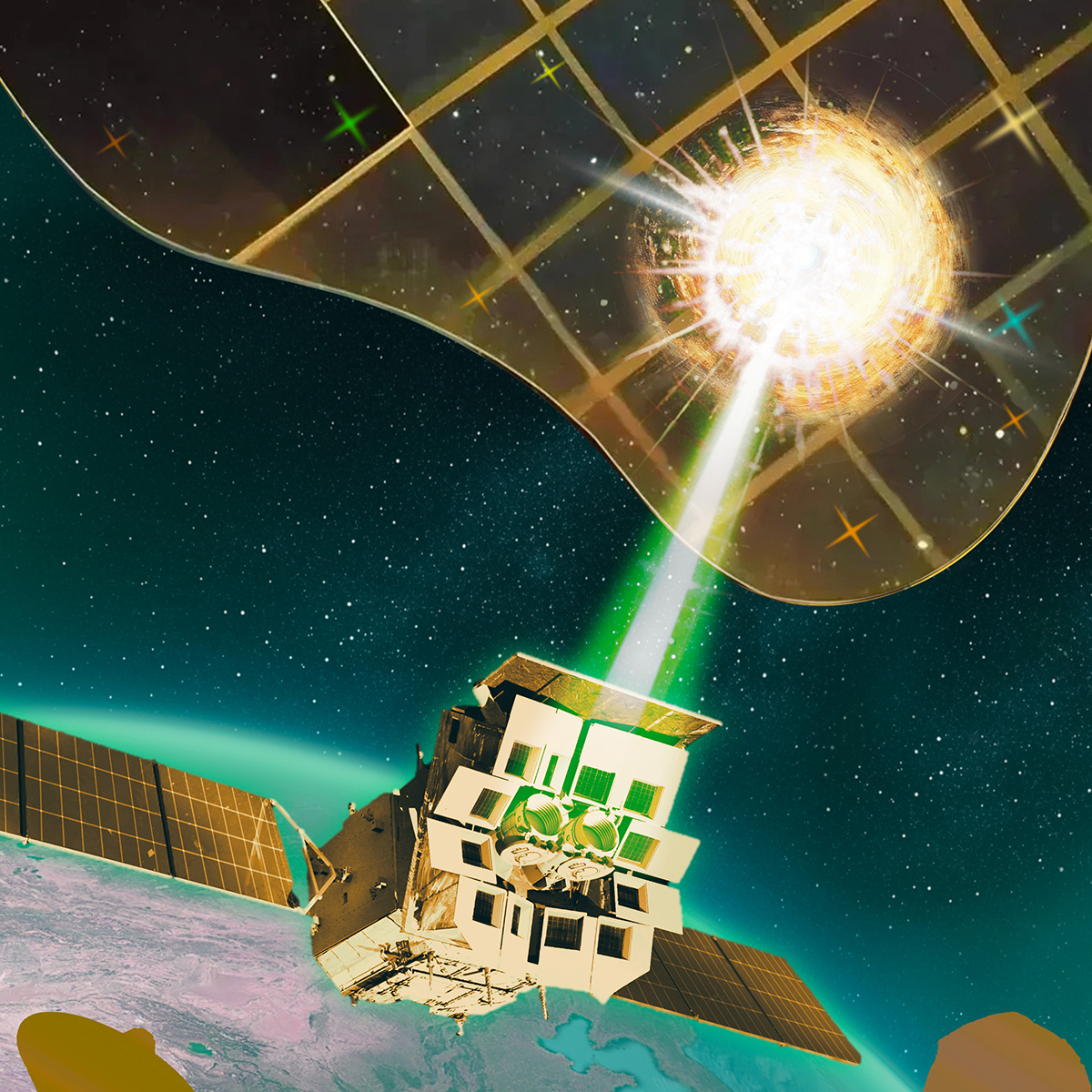 Artist's impression of the Einstein Probe detecting an ancient X-ray burst. Credit: OPENVERSE/Einstein Probe Science Center