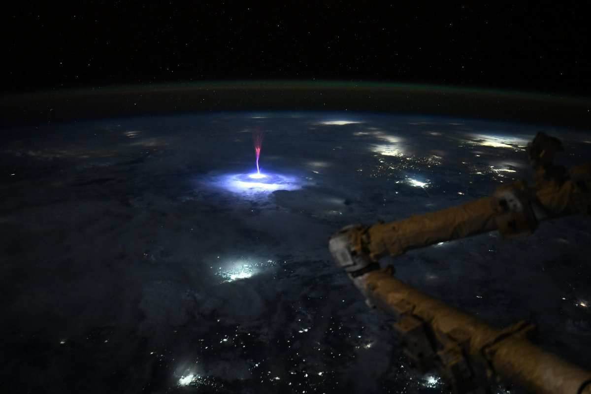 NASA astronaut Nicole Ayers captured this image of a gigantic jet from the International Space Station, 3 July 2025. Credit: NASA