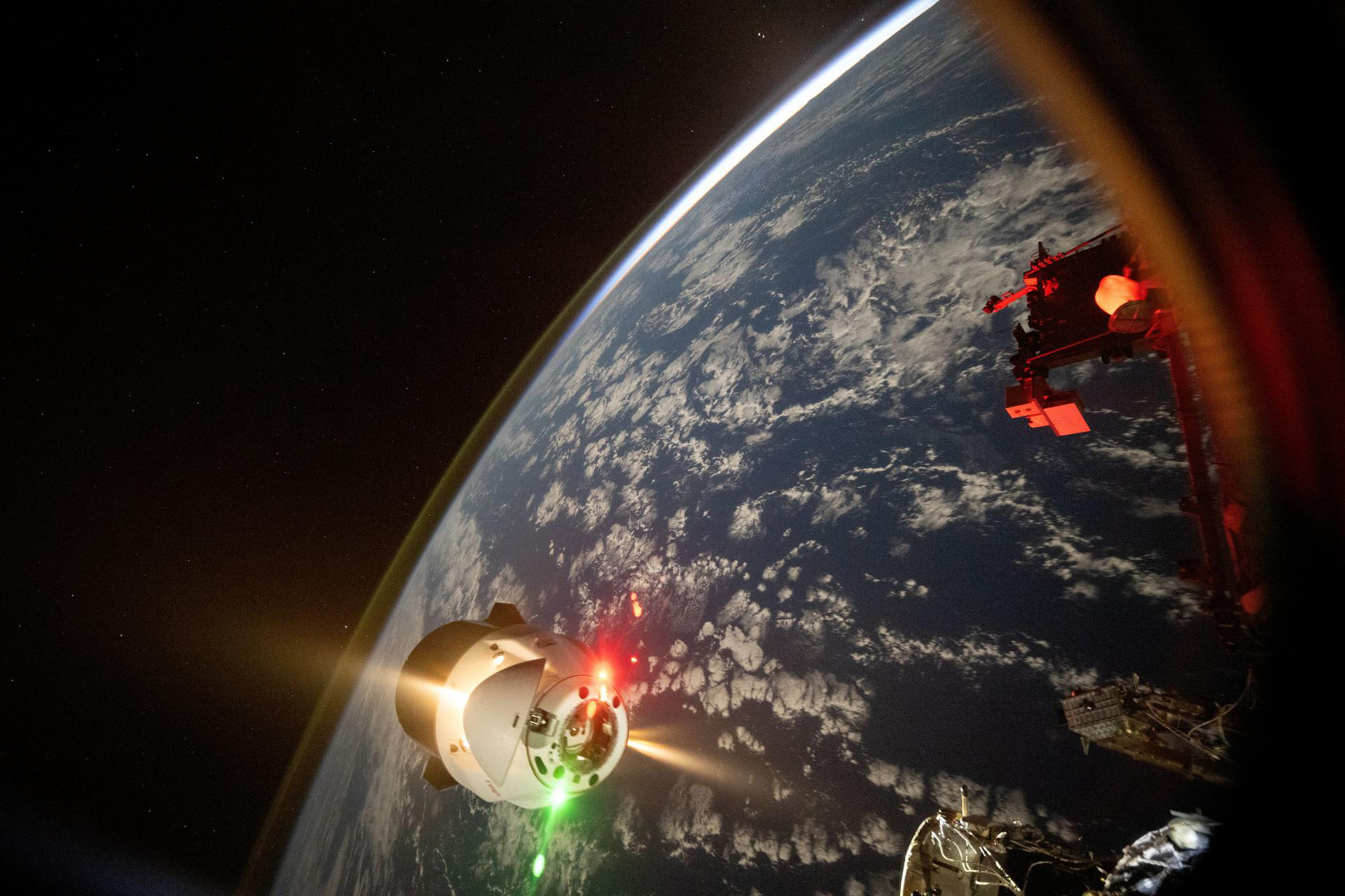 Another shot of a SpaceX craft – this time, a Dragon cargo ship as it pulls away from the ISS. Credit: NASA