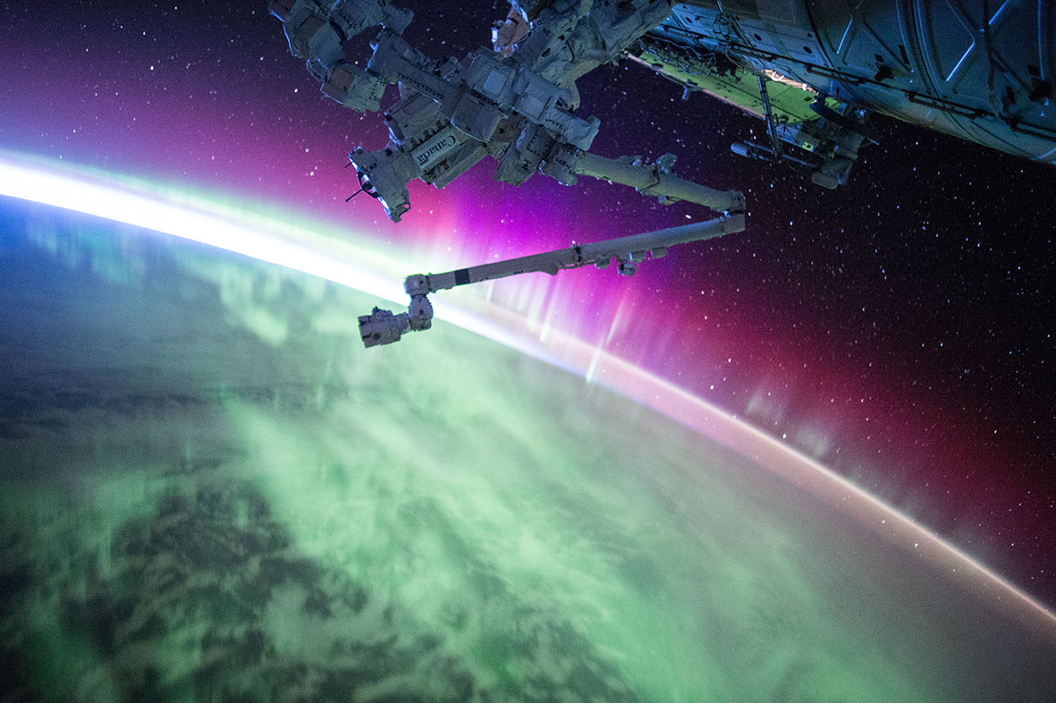 Just like sunrises, the aurora looks even more impressive when seen from above. Credit: NASA