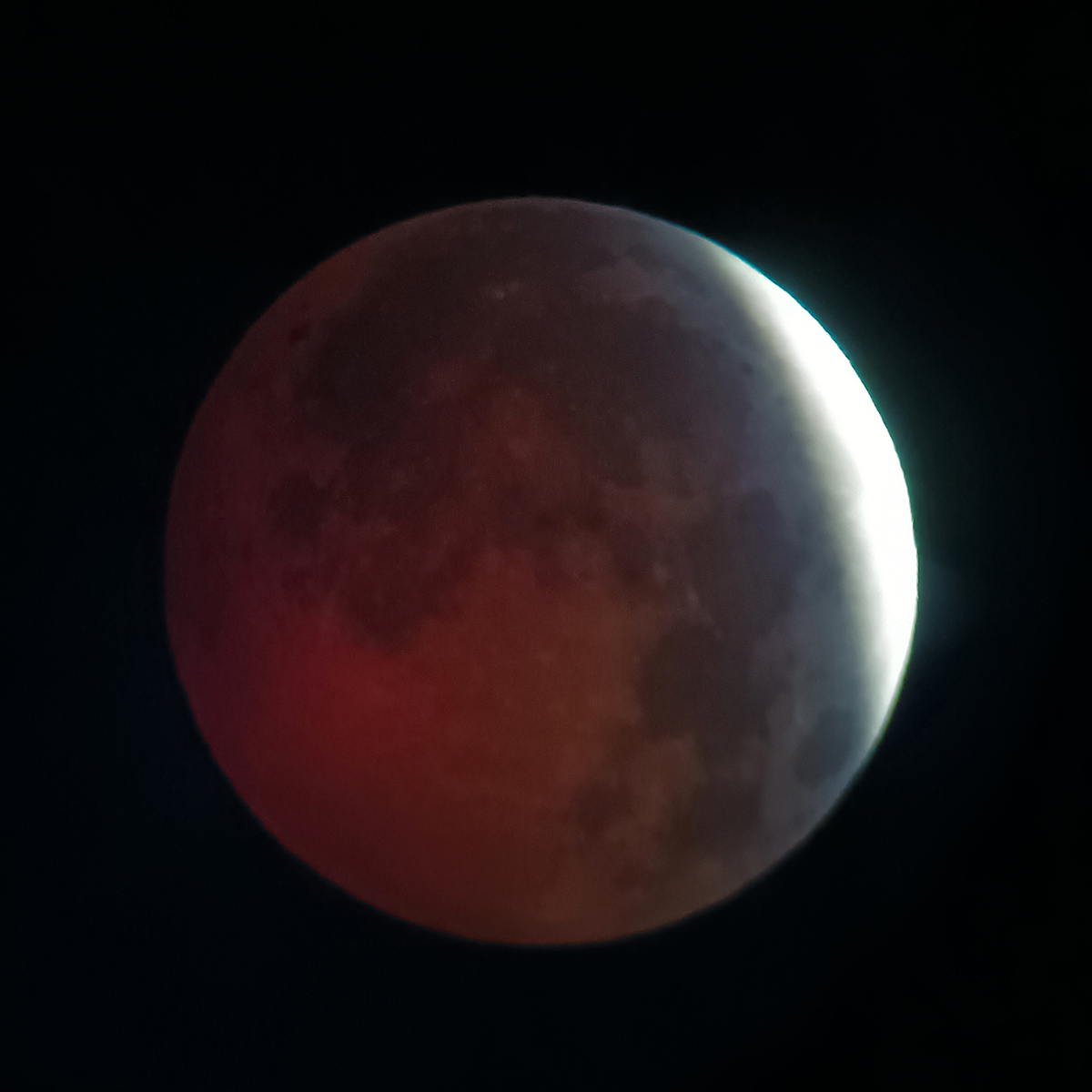 Thanks to the Taverners Road Astronomy Club – 'Team TRAC' – for sending us this view of the partial lunar eclipse captured on 28 August 2026 from Ryetop Park, Rainham, Kent, UK at 04:57 local time 