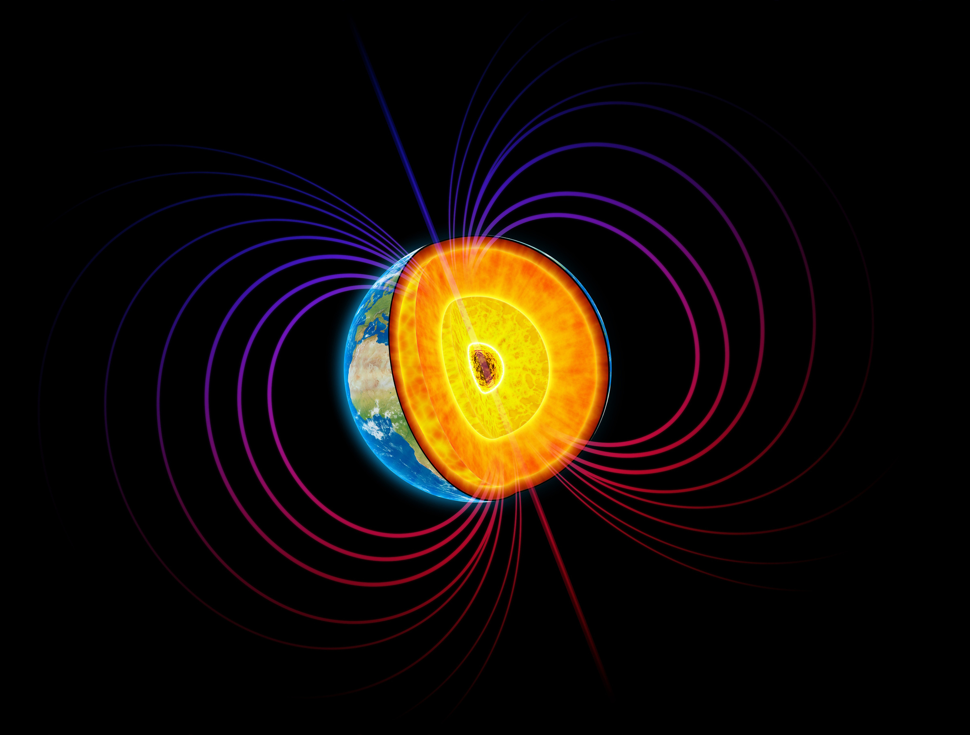 Earth's core and magnetosphere. Credit: Andrzej Wojcicki / Getty Images