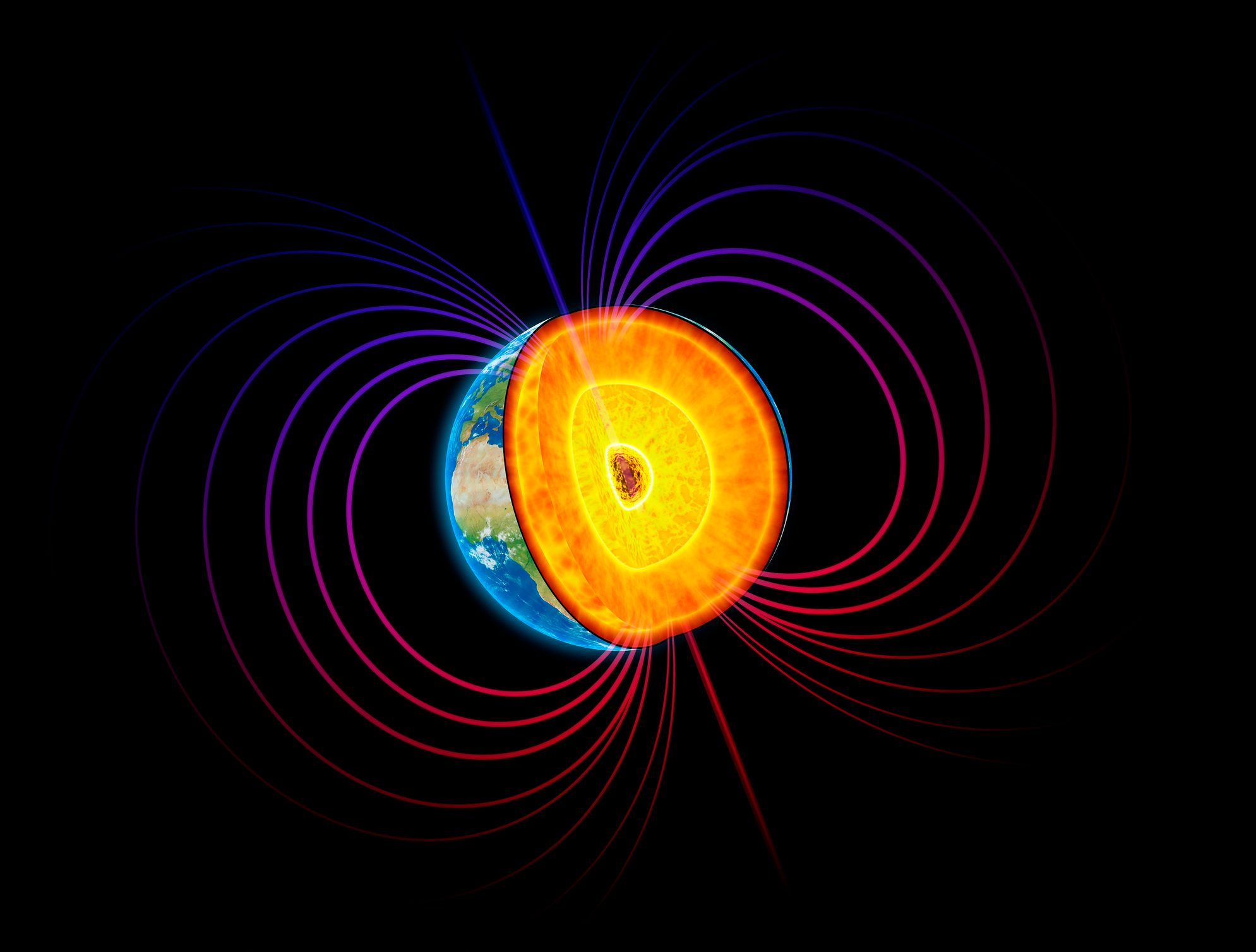 Earth's core and magnetosphere. Credit: Andrzej Wojcicki / Getty Images
