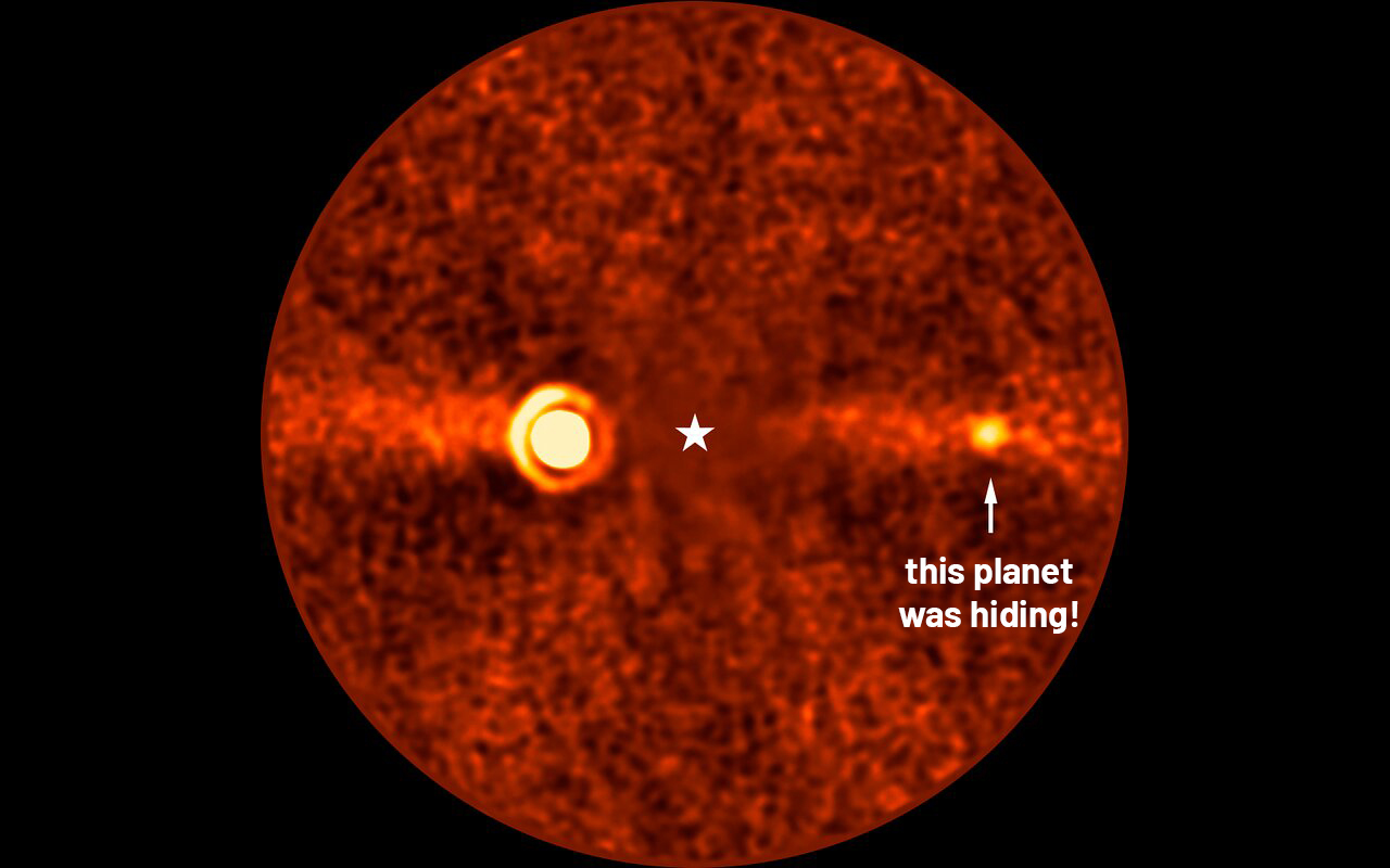 Image taken with ESO’s Very Large Telescope showing Beta Pictoris d, orbiting the star Beta Pictoris. Credit: ESO/B. Sutlieff, M. Bonse et al.