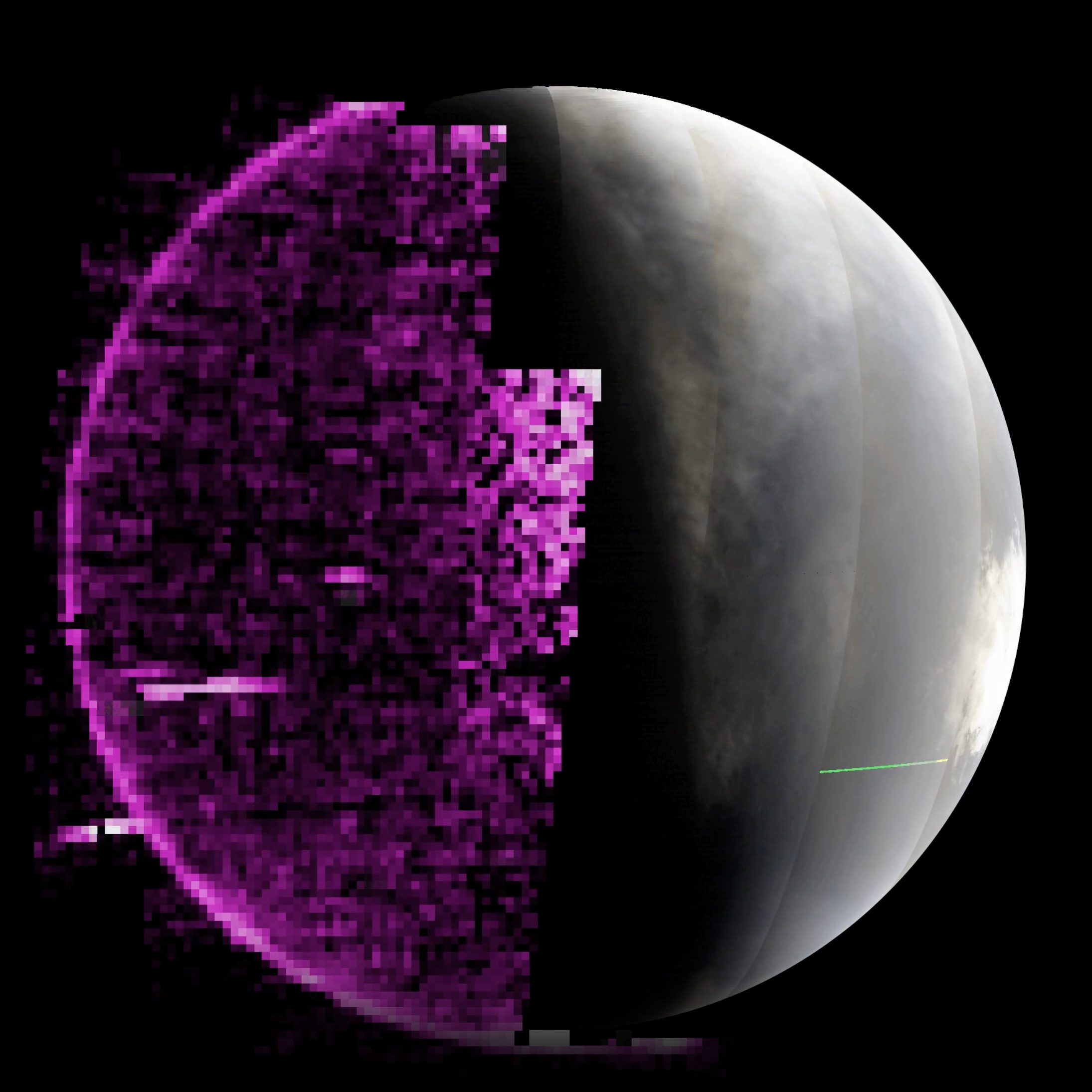 Data showing aurora on Mars (seen in purple), caused by a solar storm, May 2024. Captured by NASA’s MAVEN orbiter. Credit: NASA/University of Colorado/LASP