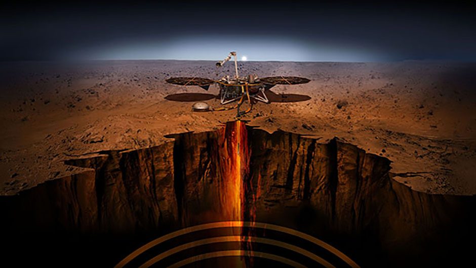 An artist’s illustration of the InSight lander on Mars. Credit: NASA/JPL-Caltech