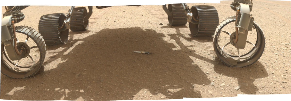 The first sample tube deposited on Mars by Perseverance rover, 21 December 2022. Credit: NASA/JPL-Caltech