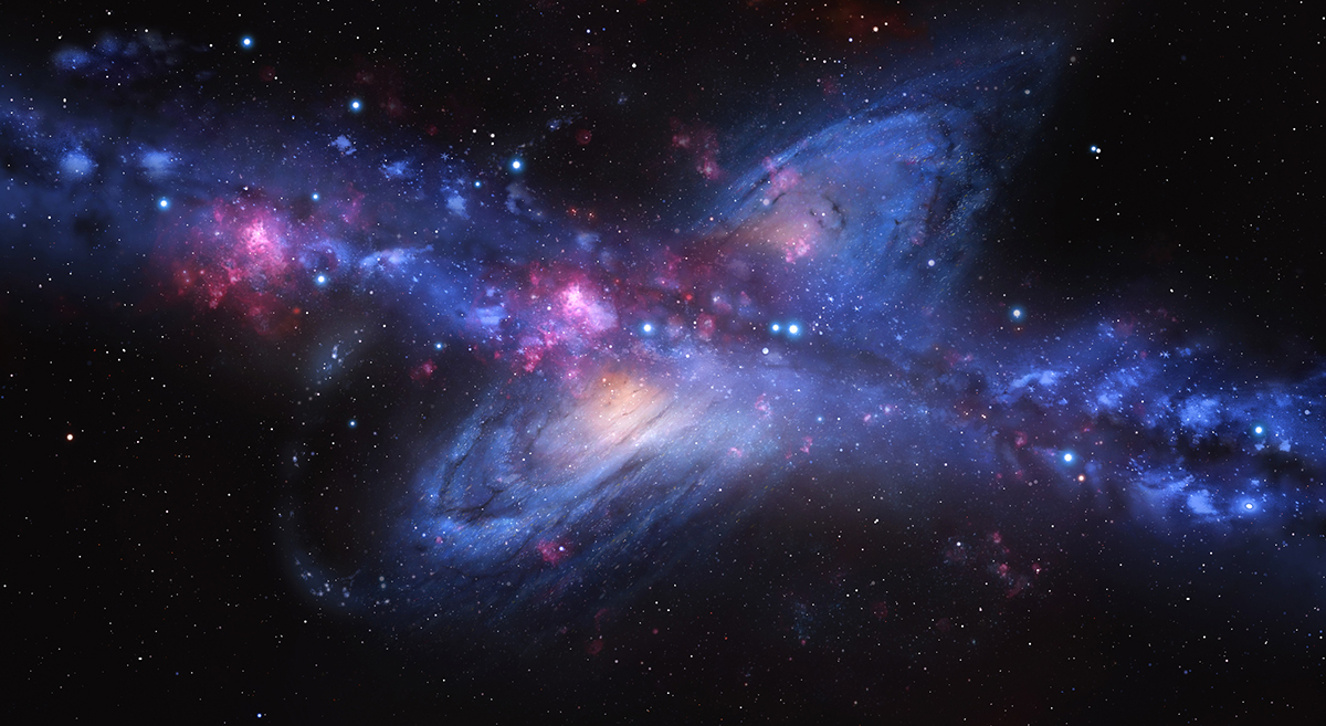 Artist's impression of the Andromeda-Milky Way collision.