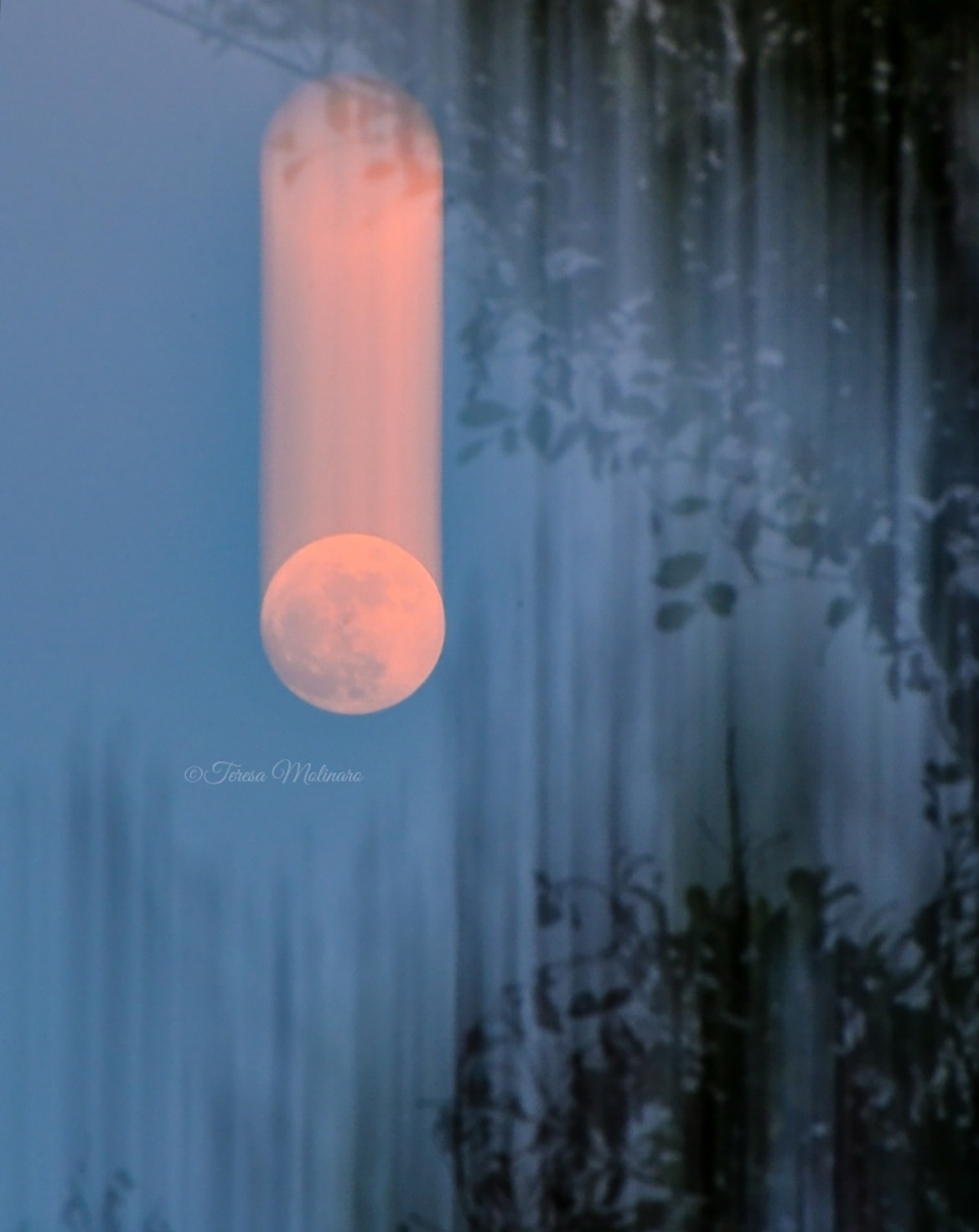 The Blue Moon captured by Teresa Molinaro, Sicily, Italy, 30 May 2026, 20:26 local time. Equipment: Nikon D7500 camera, Nikkor 70-300mm lens. Exposure: Intentional Camera Movement (ICM) technique, f/25, 1/5s, ISO 640