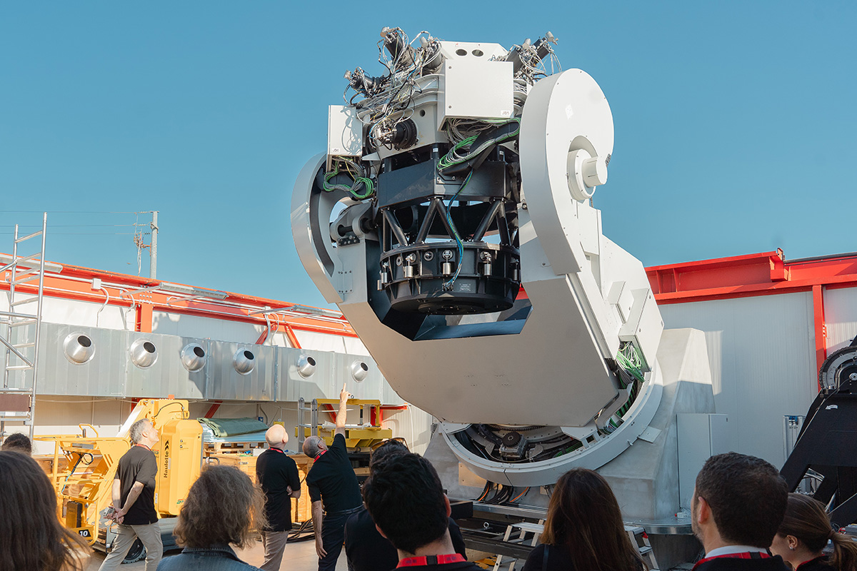 ESA's Flyeye telescope at its factory in Matera, Italy, during its final test campaign. Credit: ESA / Pietro Moliterni