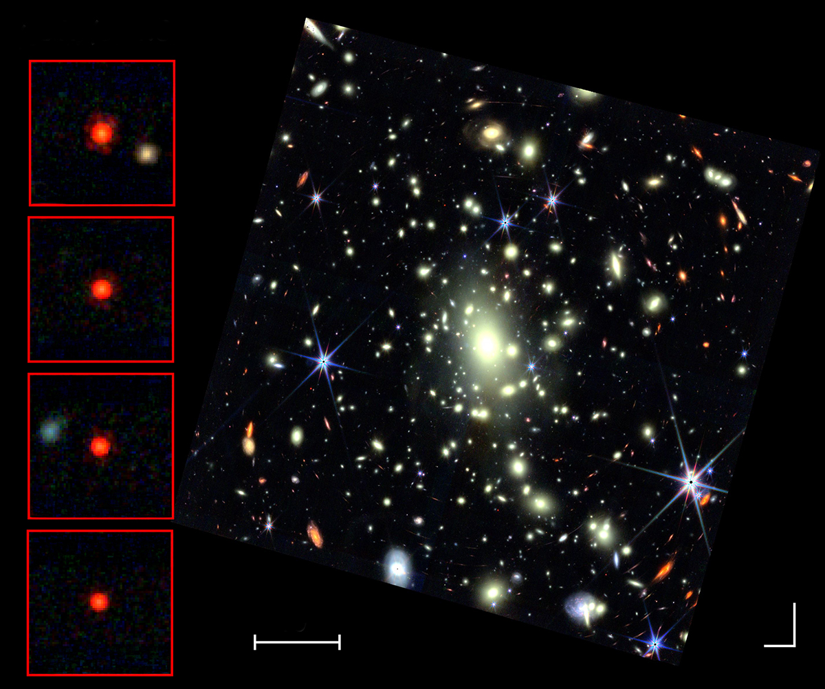 Once, twice, four times a LRD: the dot’s colour and brightness both vary over time. Credit: JWST NIRCam