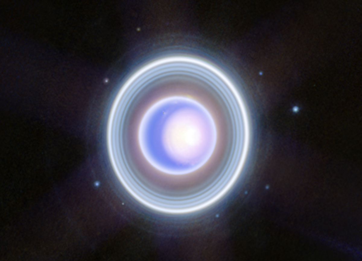 James Webb Space Telescope images of Uranus, its rings and moons captured by the NIRCam (Near-Infrared Camera). Credit: NASA, ESA, CSA, STScI