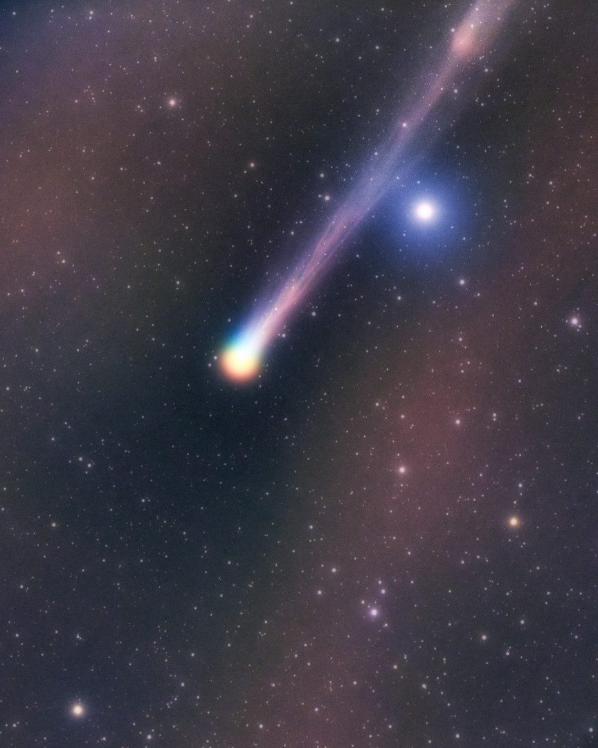 Comet C/2025 R3 (PanSTARRS) Taran Sohal, Brisbane, Australia, 8 May 2026 Equipment: ZWO ASI1600MM Pro camera, Askar FRA400 refractor, Sky-Watcher EQ6-R Pro mount