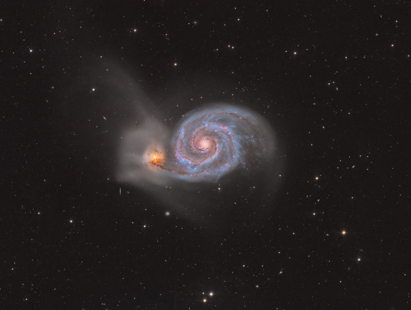 The Whirlpool Galaxy, M51 Behyar Bakhshandeh, Descanso, California, USA, 23 April 2026 Equipment: Player One Zeus 455M Pro camera, Deep Sky Instruments RC10C Ritchey-Chrétien, Astro-Physics 1200GTO mount