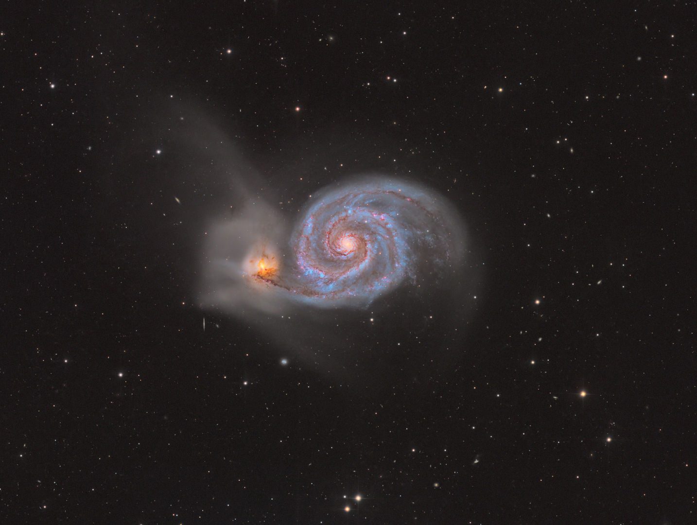 The Whirlpool Galaxy, M51 Behyar Bakhshandeh, Descanso, California, USA, 23 April 2026 Equipment: Player One Zeus 455M Pro camera, Deep Sky Instruments RC10C Ritchey-Chrétien, Astro-Physics 1200GTO mount