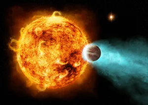 An artist's conception of a hot Jupiter. An artist's conception of a hot Jupiter. These are exoplanets similar to Jupiter in our own Solar System, but orbiting much closer to their host star. Credit: NASA/Ames/JPL-Caltech