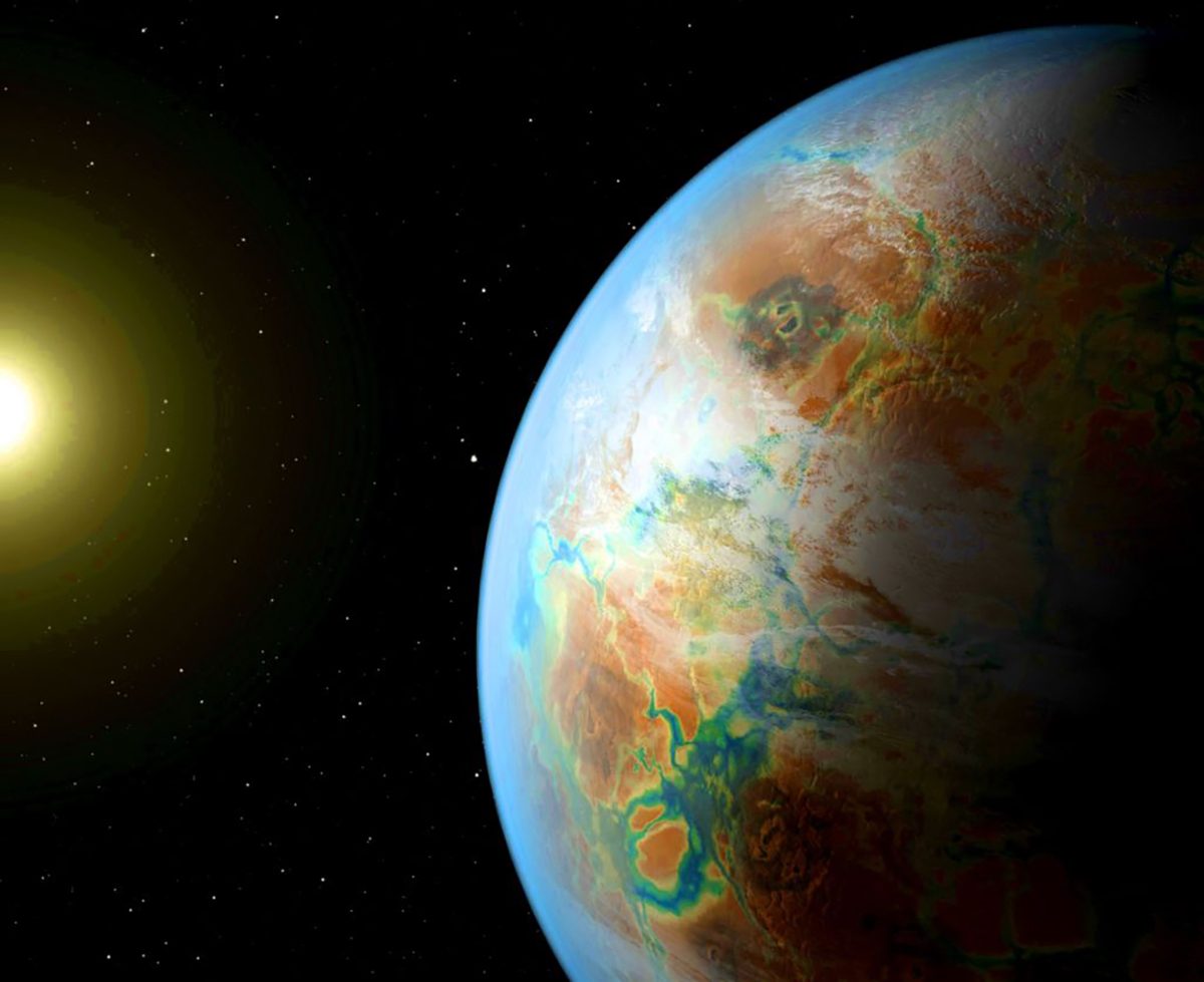 Artist's impression of a super-Earth exoplanet orbiting a star. Credit: Universal History Archive / Getty Images