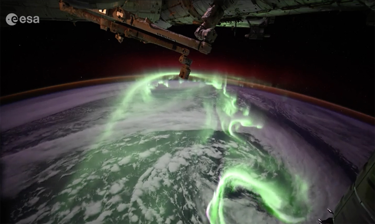 Still from a timelapse showing aurora above Earth, captured from the International Space Station by astronaut Sophie Adenot. Credit: ESA (Footage: ESA/NASA)