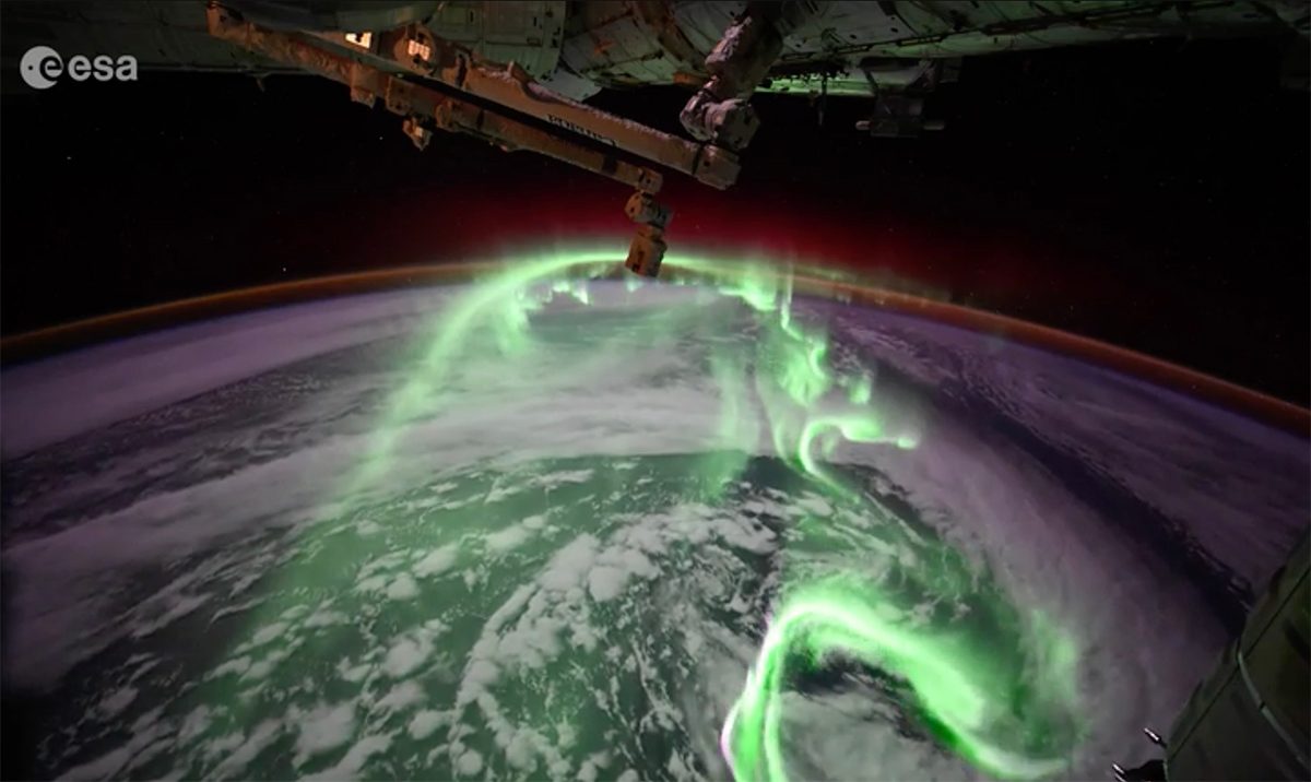 Still from a timelapse showing aurora above Earth, captured from the International Space Station by astronaut Sophie Adenot. Credit: ESA (Footage: ESA/NASA)