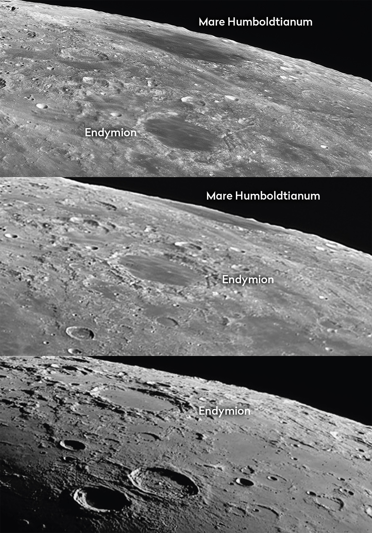 Mare Humboldtianum approaching, then disappearing, over the Moon’s limb. Credit: Pete Lawrence Mare Humboldtianum approaching, then disappearing, over the Moon’s limb. Credit: Pete Lawrence