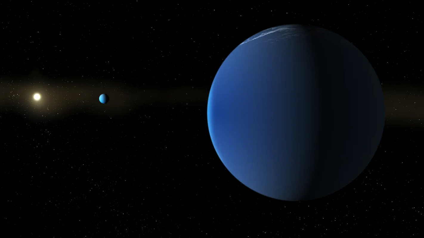 Artist's impression showing Sun-like star TOI-791 and two giant planets, TOI-791 b and TOI-791 c, that are roughly the size of Jupiter but a much lower density. Credit: NASA / Daniel Rutter