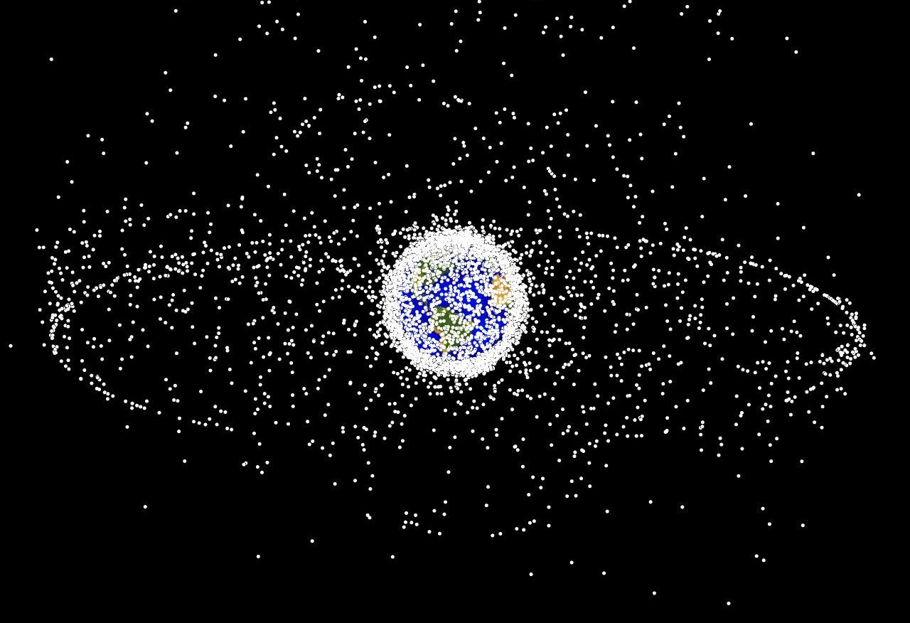 A computer-generated image of space debris orbiting Earth. Credit: NASA Orbital Debris Program Office, photo gallery
