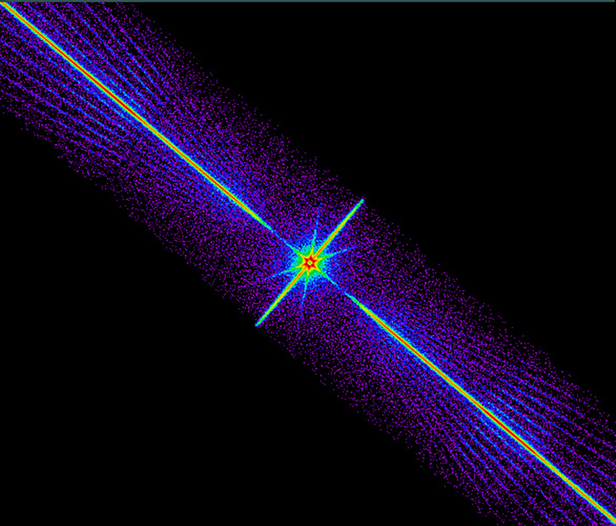 This image captured by the Chandra X-ray Observatory shows XTE J1118+480, a binary system of a black hole and another object – likely a main sequence star – firing out jets into space. Credit: NASA/CfA/J.McClintock & M.Garcia
