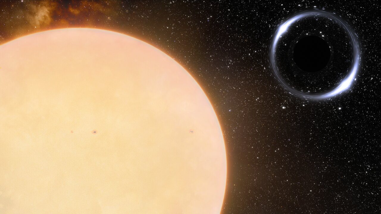 Artist's impression of Gaia BH1, the closest known black hole to Earth. Credit: International Gemini Observatory/NOIRLab/NSF/AURA/J. da Silva/Spaceengine/M. Zamani